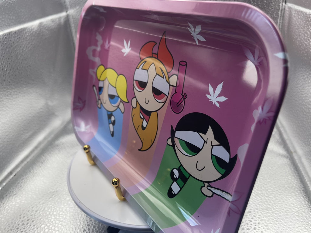 The Power Puff Gals Stoner Pink Metal Tray Rolling Tray