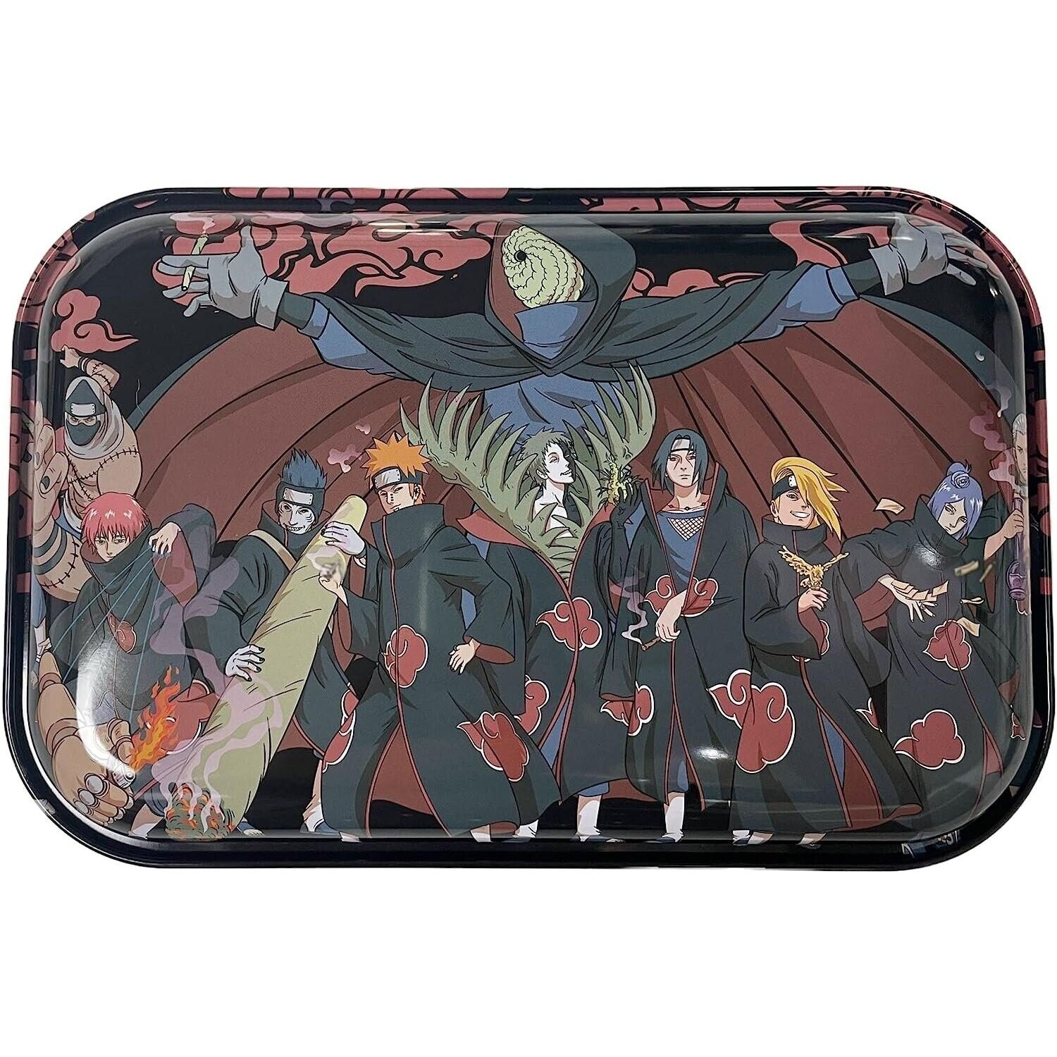 Rolling Tray 11X7 Inches With Magnetic Cover Anime Ninja Demon Skull
